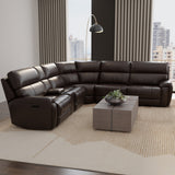 6-Piece Leather Power Sectional in Brazil Tobacco