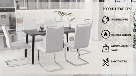 55.12-70.87' expandable square dining table set that can accommodate 4-6 people, equipped with 6 C-shaped tubular cushioned armless dining chair,  kitchen table and chair set, with metal legs - sold by Home Elegance USA