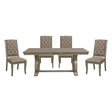 Classic Luxury Dining 5pc Extendable Table and Chairs Set Button Tufted Upholstered Self-Storing Leaf Traditional Design Furniture