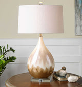 Flavian Glazed Ceramic Lamp - Light Brown / White by Uttermost - View 3