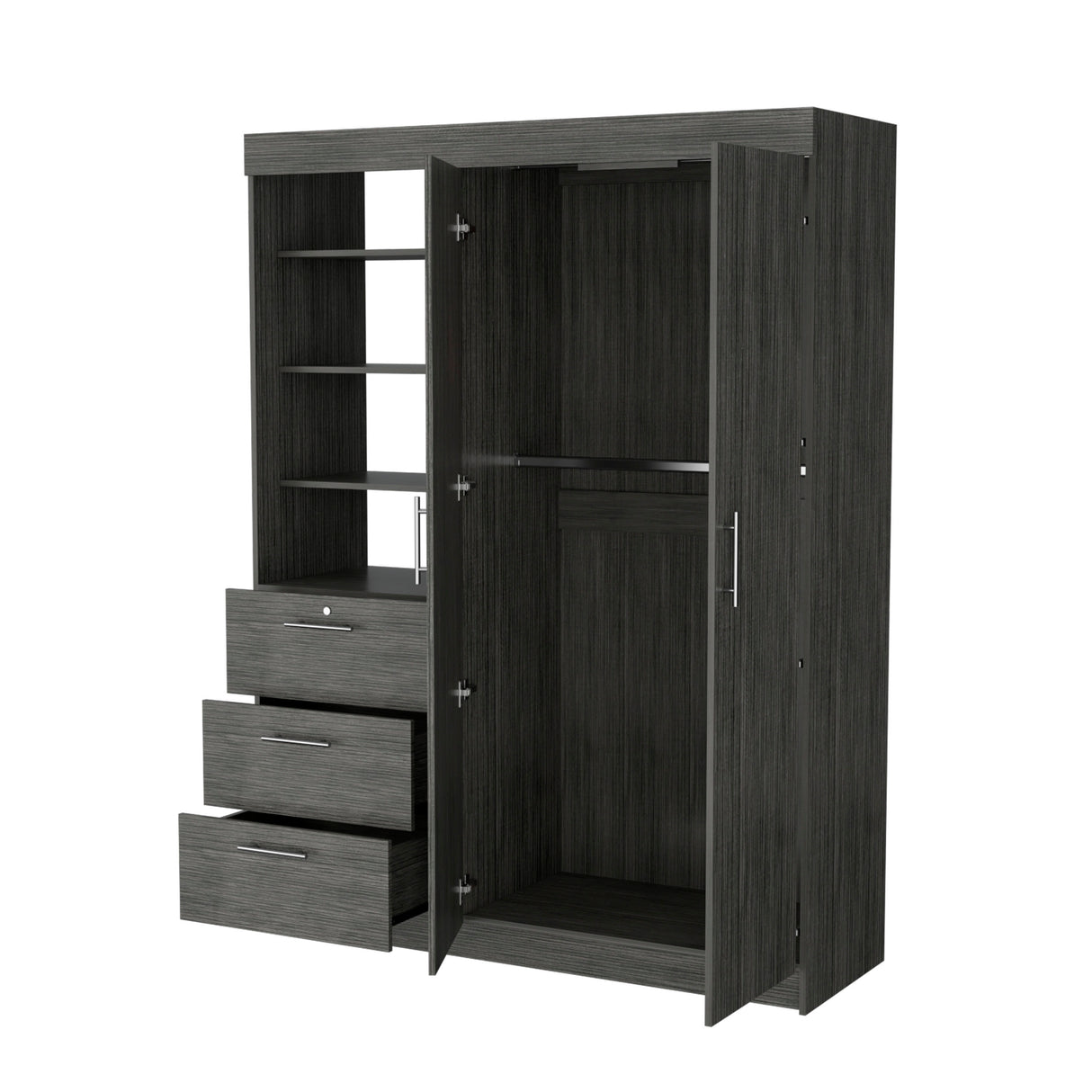 Tempe 3 Drawers Armoire, 3-Tier Shelf, 2-Door - sold by Home Elegance USA