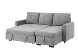 Serenity Gray Fabric Reversible Sleeper Sectional Sofa with Storage Chaise - Home Elegance USA