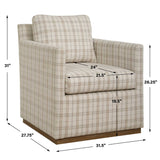 Basie Casual Linen Swivel Chair White - Beige by Uttermost - View 10