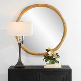 Salina Round Bamboo Mirror - Light Brown by Uttermost - View 3