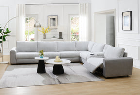 Tarrance Modular Gray Sherpa & Velvet Power Recliner Sectional w/ Multifunction