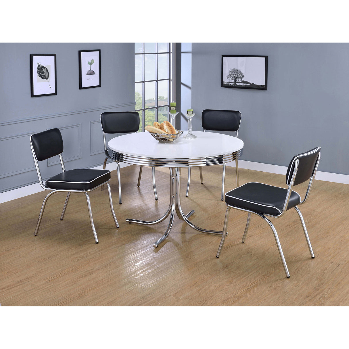 Marla White and Chrome 5-piece Dining Set