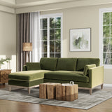 Knox 89' Modern Farmhouse Reversible Chaise Sectional Sofa, French Beige Performance Velvet