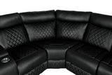 Home Theater Seating Manual Recliner with Cup Holder, Hide-Away Storage PU Reclining Sofa for Living Room, Home Theater, Black - Home Elegance USA