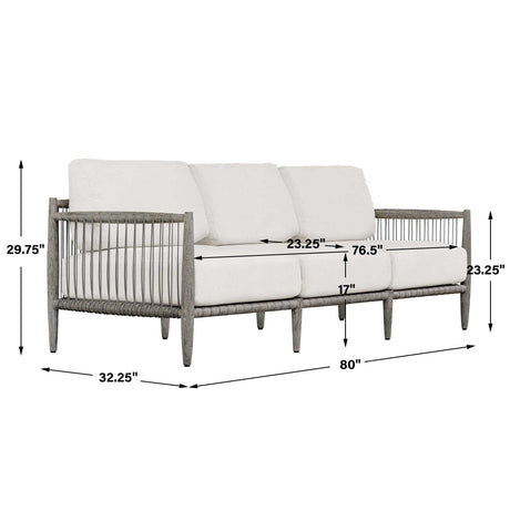 Borneo Outdoor Sofa Brown / Oyster White - White / Dark Brown by Uttermost - View 15