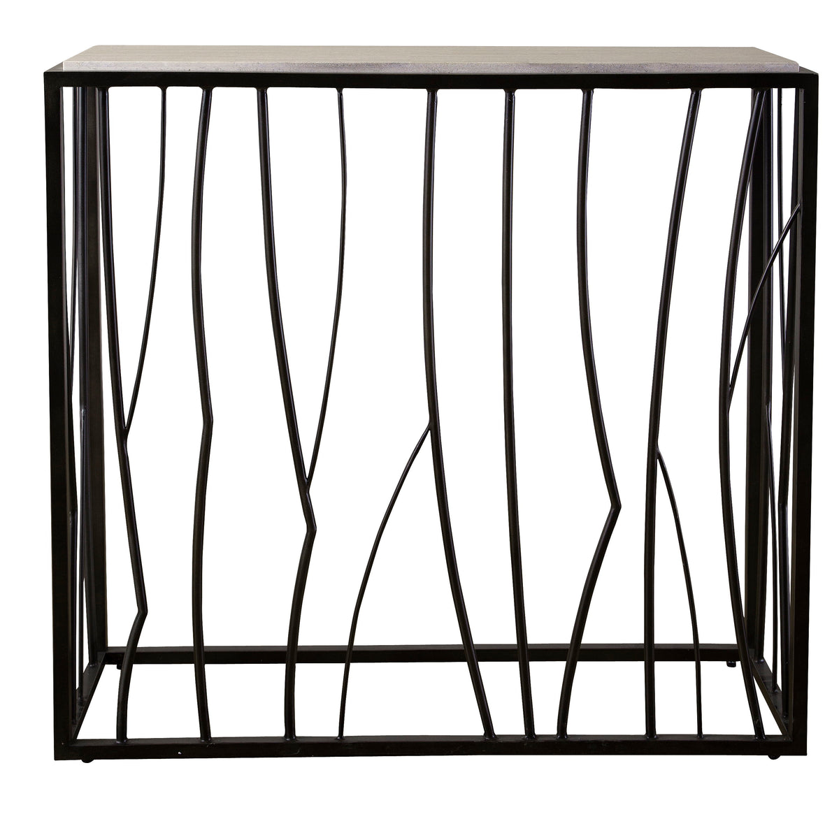 Reed Travertine Console Table Black & Light Brown - Black / Light Brown by Uttermost - View 1