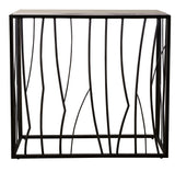 Reed Travertine Console Table Black & Light Brown - Black / Light Brown by Uttermost - View 1