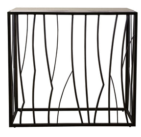 Reed Travertine Console Table Black & Light Brown - Black / Light Brown by Uttermost - View 1