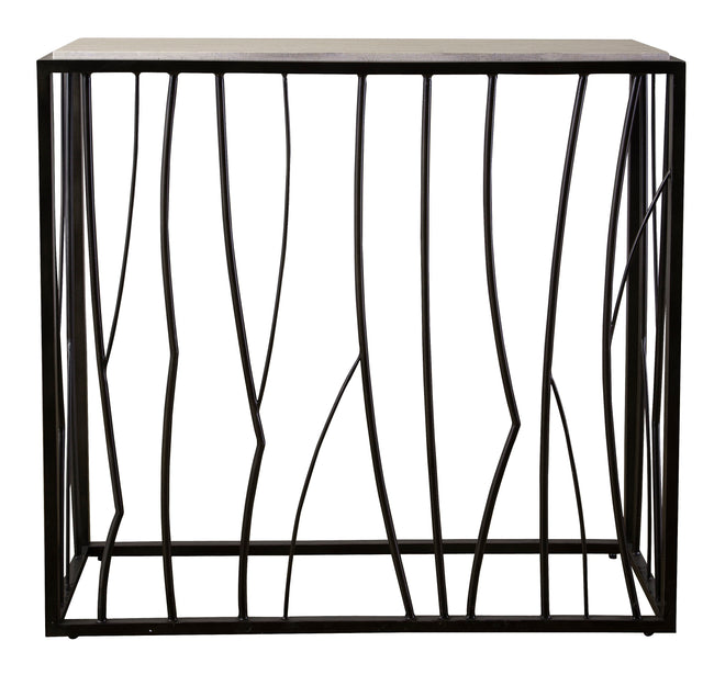 Reed Travertine Console Table Black & Light Brown - Black / Light Brown by Uttermost - View 1