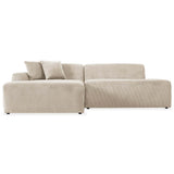 Mar Sectional Cream Corduroy Sofa Left Facing Velvet High-Quality Fabric 101.60x65.00x27.60 inches