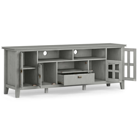 Artisan 72 inch Wide Solid Wood TV Stand in Fog Grey For TVs up to 80 inches - sold by Home Elegance USA
