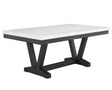 1pc Transitional Modern Formal Dining Table White Genuine Marble Rectangular Table Top Trestle Base Black Finish Legs Wooden Dining Room Furniture