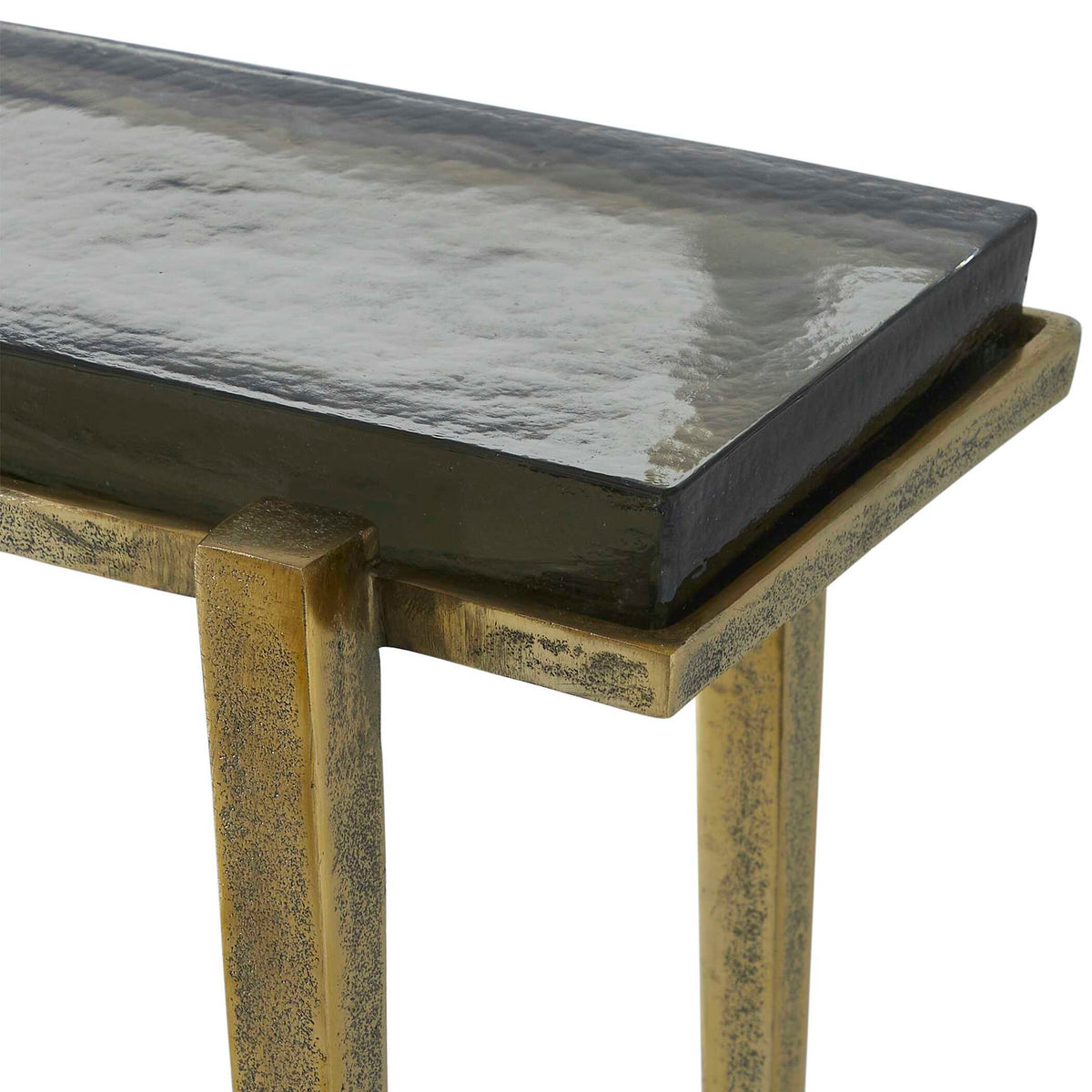 Preston Rectangular Accent Table Brass,Gold - Black / Gold by Uttermost - View 6