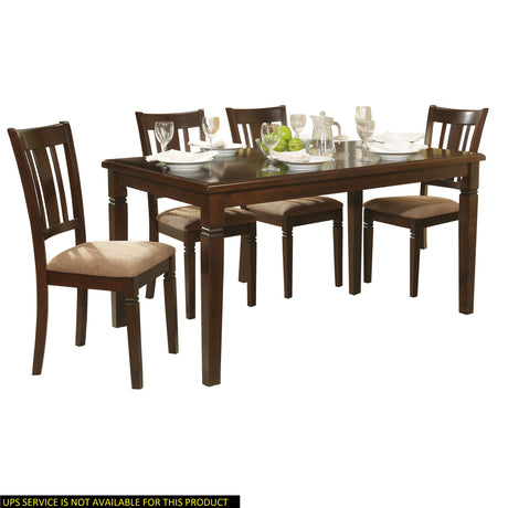5pc Transitional Style Dining Furniture Set Table and 4x Side Chairs Fabric Upholstered Seat Espresso Finish Wood - sold by Home Elegance USA