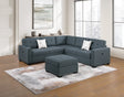 Casual Simple Tufted Couch Living Room Sectional 4pc Set Dark Gray Fabric Upholstered RAF/LAF One-Arm Loveseat Wedge Ottoman - sold by Home Elegance USA