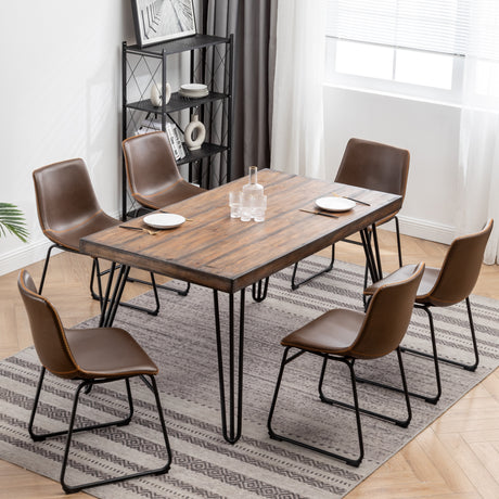 Aryven Industrial 7-Piece Dining Set, Antique Brown - sold by Home Elegance USA