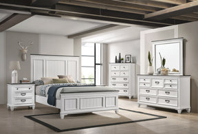 Clelane Wood Bedroom 5 piece Set with Shiplap Panel Queen Bed, Dresser, Mirror, Nightstand, and Chest - sold by Home Elegance USA