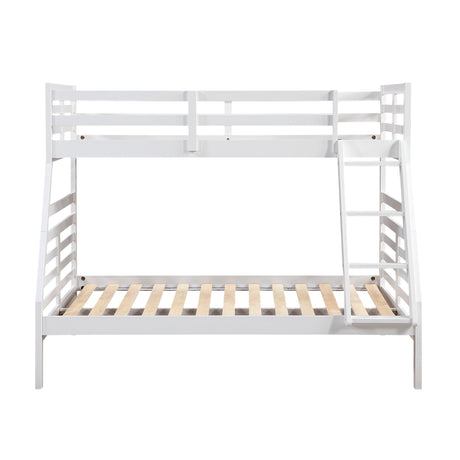 Twin over Full Bunk Bed 1pc Classic White Finish Youth Bedroom Furniture Durable Wood - sold by Home Elegance USA