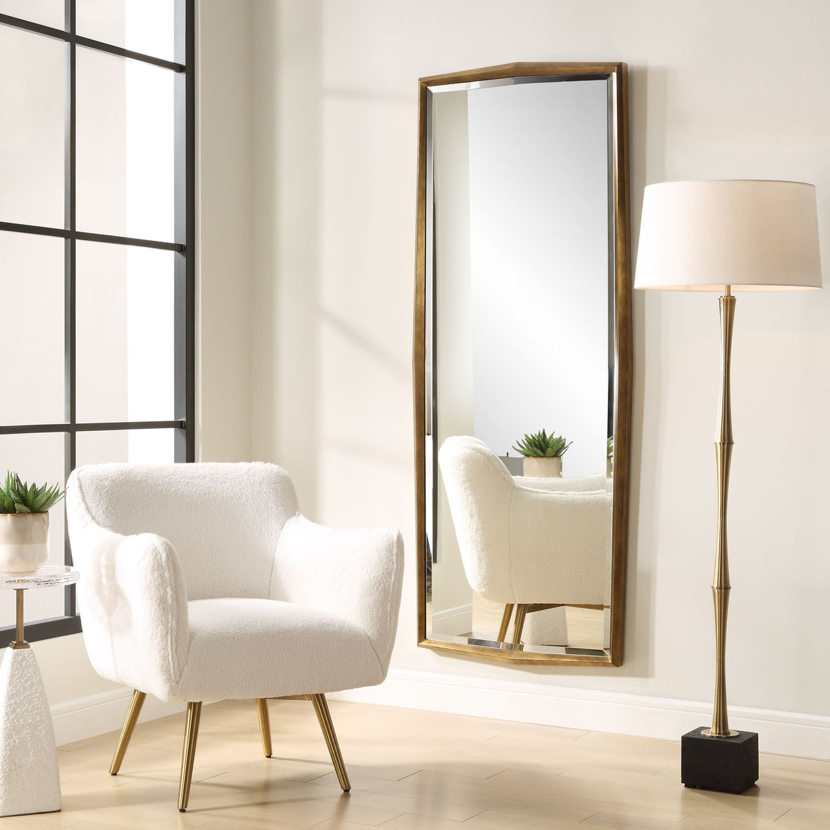 On Point Wood Dressing Mirror - Gold by Uttermost - View 2