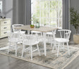 Alwynn White and Natural Wood 7-piece Dining Set, Dining Table with 6 Stylish Windsor Chairs - sold by Home Elegance USA