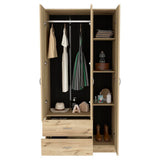 Three Door Armoire Clark, Bedroom, Light Oak / Black - sold by Home Elegance USA
