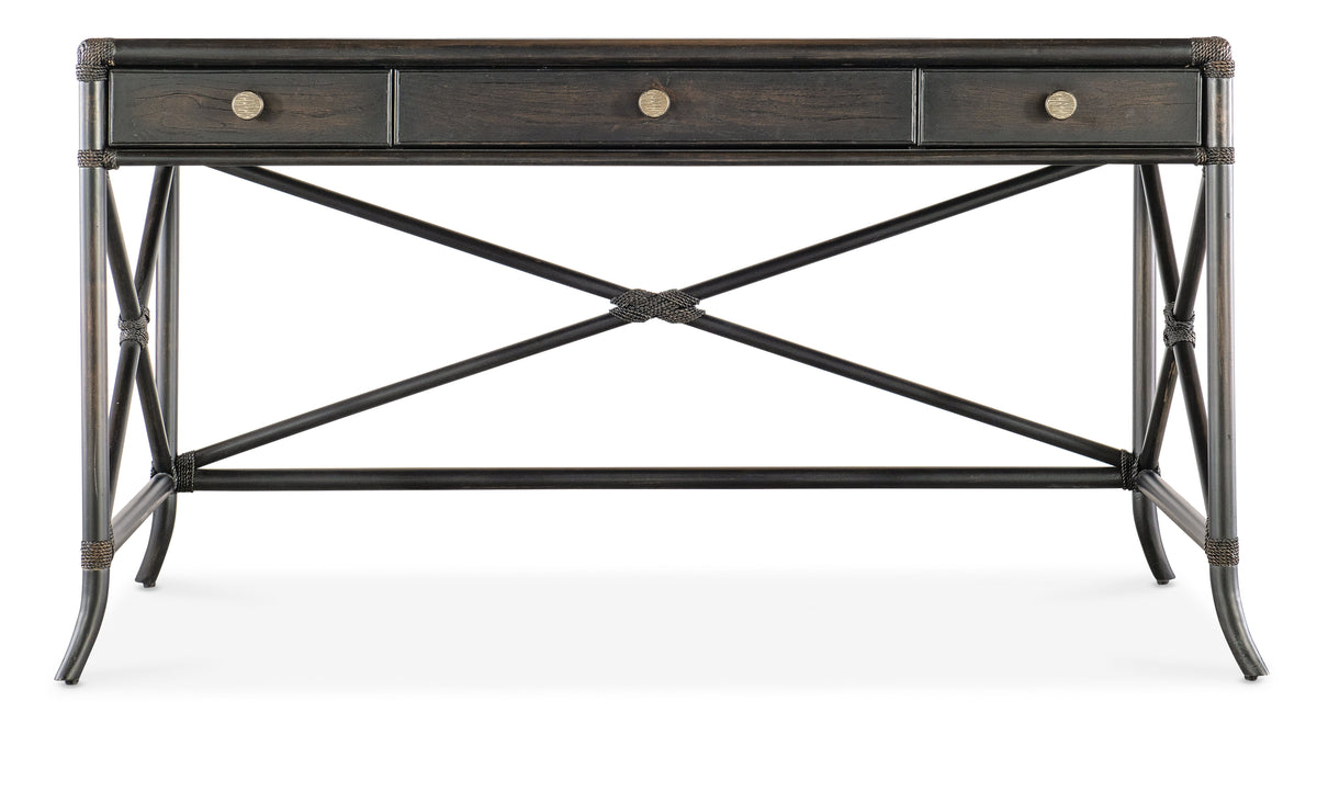 Retreat Pole Rattan Writing Desk - Black / Dark Brown by Hooker Furniture - View 7