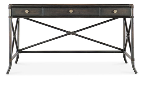 Retreat Pole Rattan Writing Desk - Black / Dark Brown by Hooker Furniture - View 7