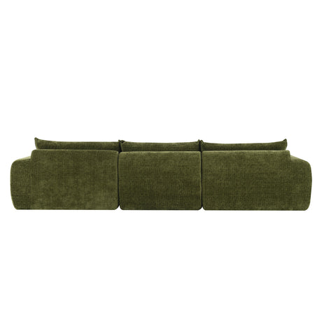 116'' Fully Compressed Sofa with High Density Foam, Integrated Backrest&Seat Cushion, Decorative Edging, Legless Design without Frame, No Assembly Required, Free Combination, Particle Chenille - sold by Home Elegance USA
