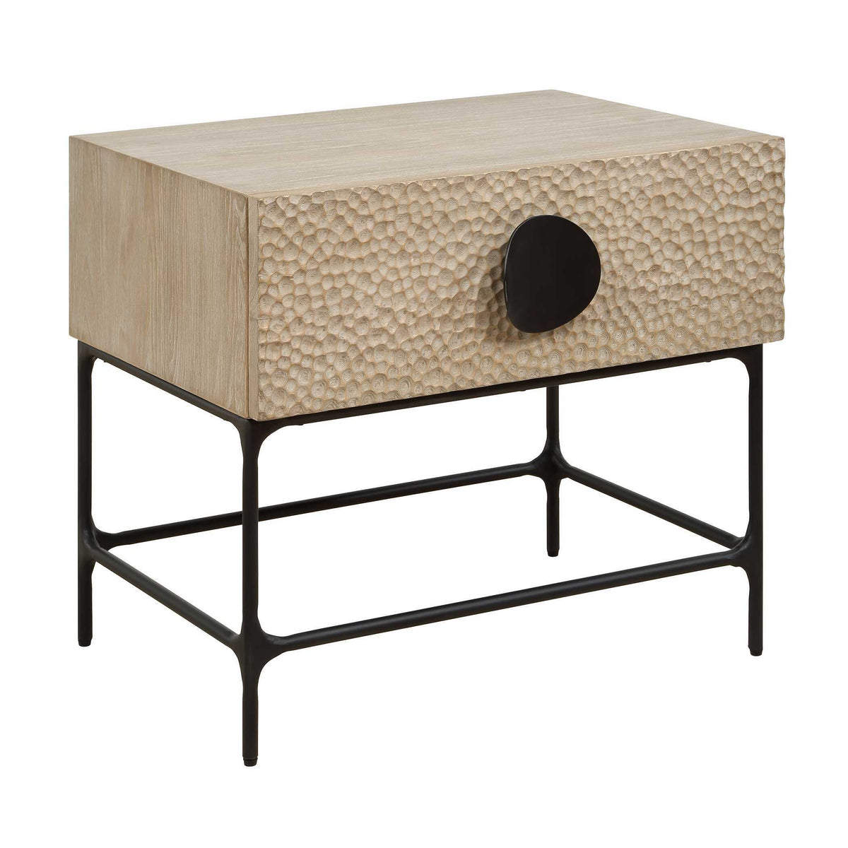 Lunar Wooden Side Table Black / Woodtone - Light Brown by Uttermost - View 4