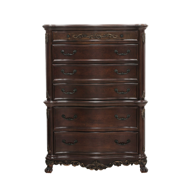Cherry Finish Formal Bedroom Furniture 1pc Chest of 6x Drawers Traditional Design Wooden Elegant Furniture