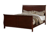 Modern 1pc Queen Size Bed Sleigh Design HB FB Plywood 1pc Bedframe Dark Cherry Louis Phillippe Bedroom Furniture