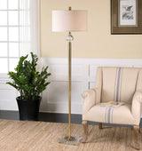 Mesita Floor Lamp Brass - Yellow / Beige by Uttermost - View 2