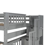 Full Over Full Bunk Bed with Shelves and 6 Storage Drawers, Gray(Old SKU:LT000046AAE) - sold by Home Elegance USA