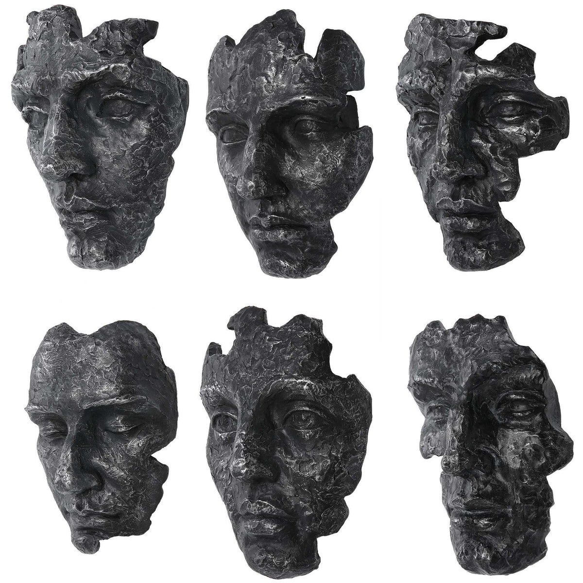 Self-Portrait Metallic Wall Decor (Set of 6) - Black by Uttermost - View 4