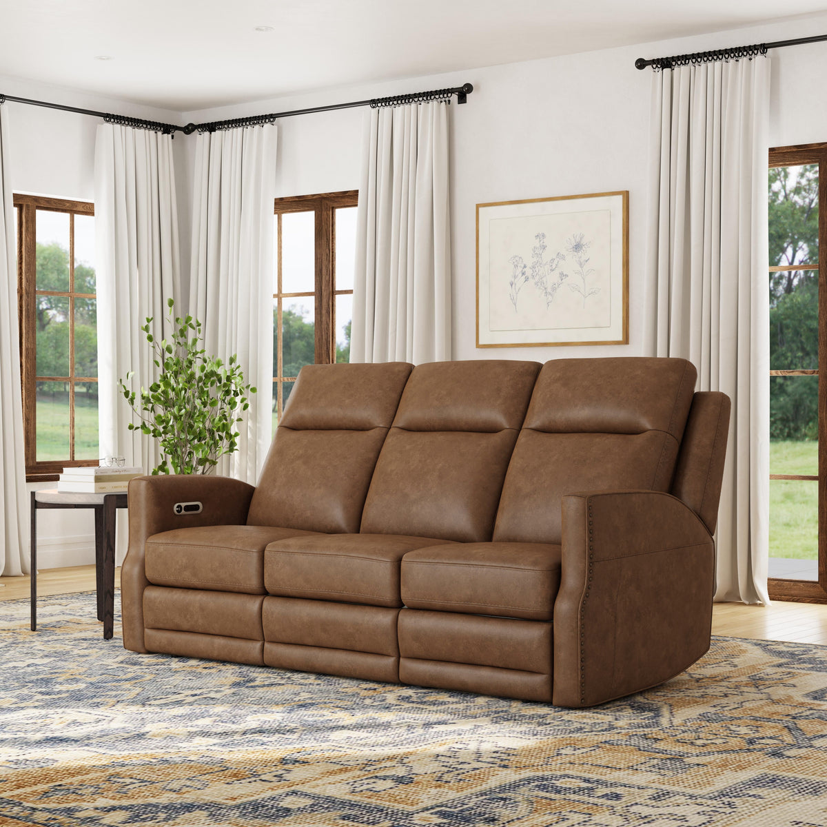 Maxwell Power Reclining Sofa With Power Headrests And Lumbar - Cedar | Flexsteel