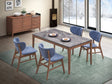 Bevis 5-Piece Walnut Finish Dining Set with Gray Marble-Look Tabletop and Blue Upholstered Chairs - sold by Home Elegance USA