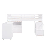 Loft Bed Low Study Twin Size Loft Bed With Storage Steps and Portable,Desk,White(OLD SKU: LT000101AAK) - Home Elegance USA