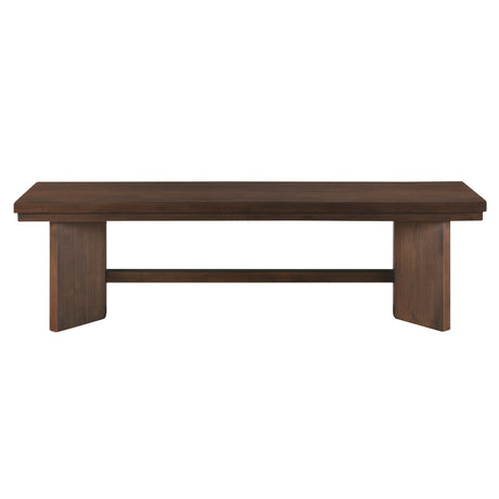 Walnut Finish Modern Dining Set 6pc Table with Self-Storing Extension Leaf Bench 4x Chairs Upholstered Wooden Furniture - sold by Home Elegance USA