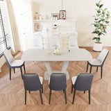62.99-78.74' expandable dining table set for 2-8 people, equipped with 8 PU fabric thick padded dining chairs and an spacious dining table, kitchen table and chairs, with U-shaped table legs