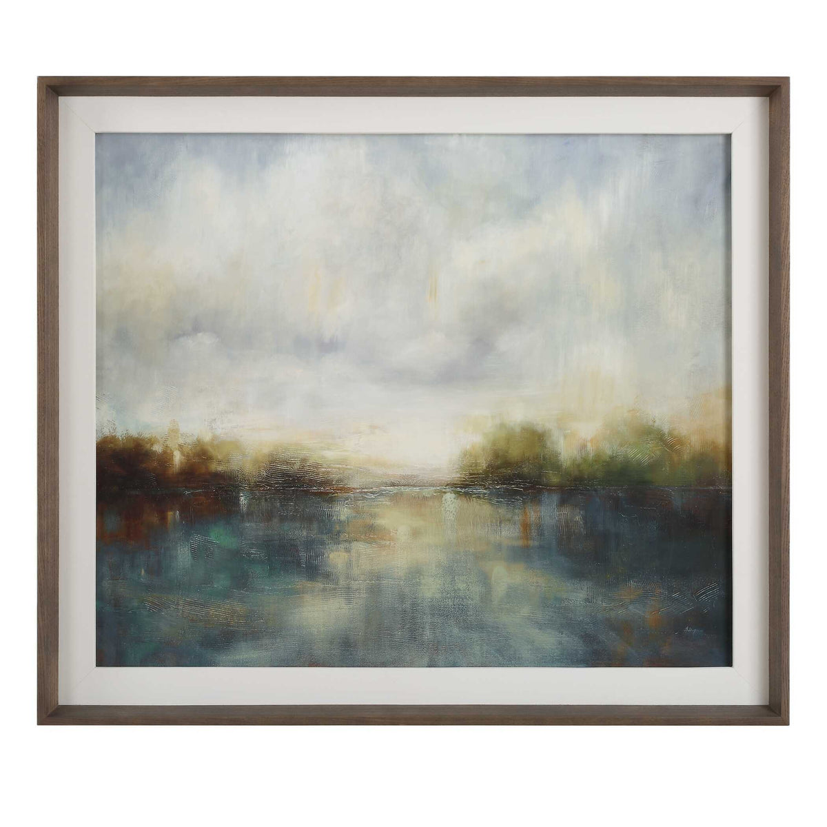 Blue Reverie Framed Abstract Lake Print - Light Brown by Uttermost - View 1