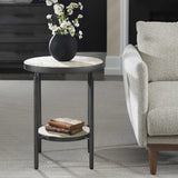 Dauntless Side Table Travertine - Black / Beige by Uttermost - View 4