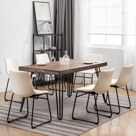 Aryven Industrial 7-Piece Dining Set, Antique White - sold by Home Elegance USA