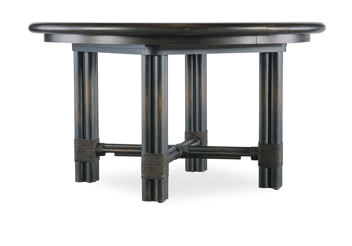 Retreat Pole Rattan Round Dining Table With 1-20" Leaf - Dark Brown / Black by Hooker Furniture - View 1
