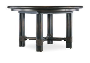 Retreat Pole Rattan Round Dining Table With 1-20" Leaf - Dark Brown / Black by Hooker Furniture - View 1