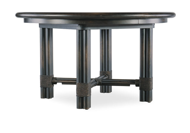 Retreat Pole Rattan Round Dining Table With 1-20" Leaf - Dark Brown / Black by Hooker Furniture - View 1