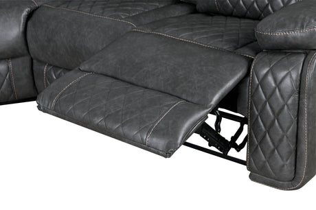 Home Theater Seating Manual Recliner with Cup Holder, Hide-Away Storage PU Reclining Sofa for Living Room, Home Theater, Gray - sold by Home Elegance USA